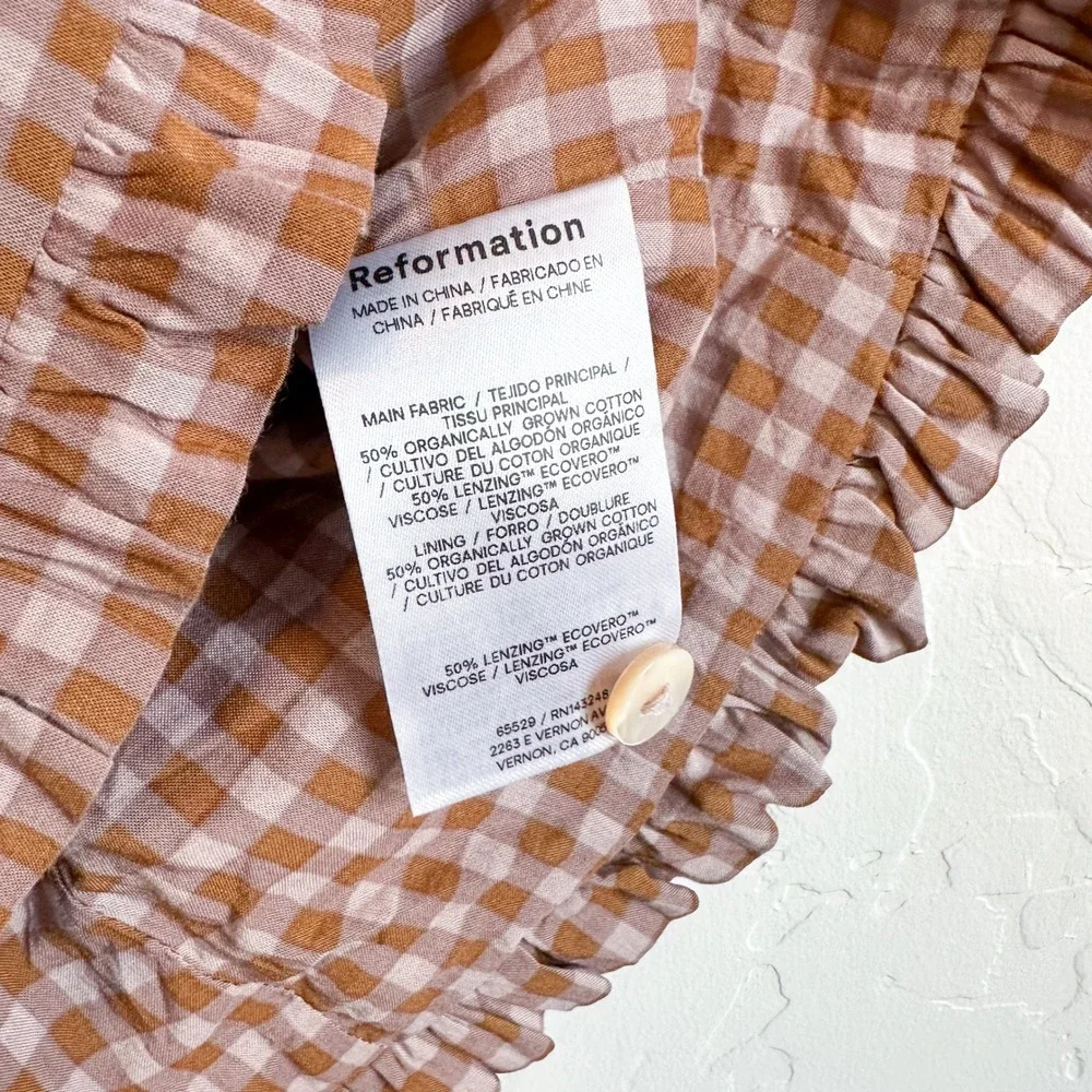 Reformation | Olli Gingham Button Front Top in Audrie Check